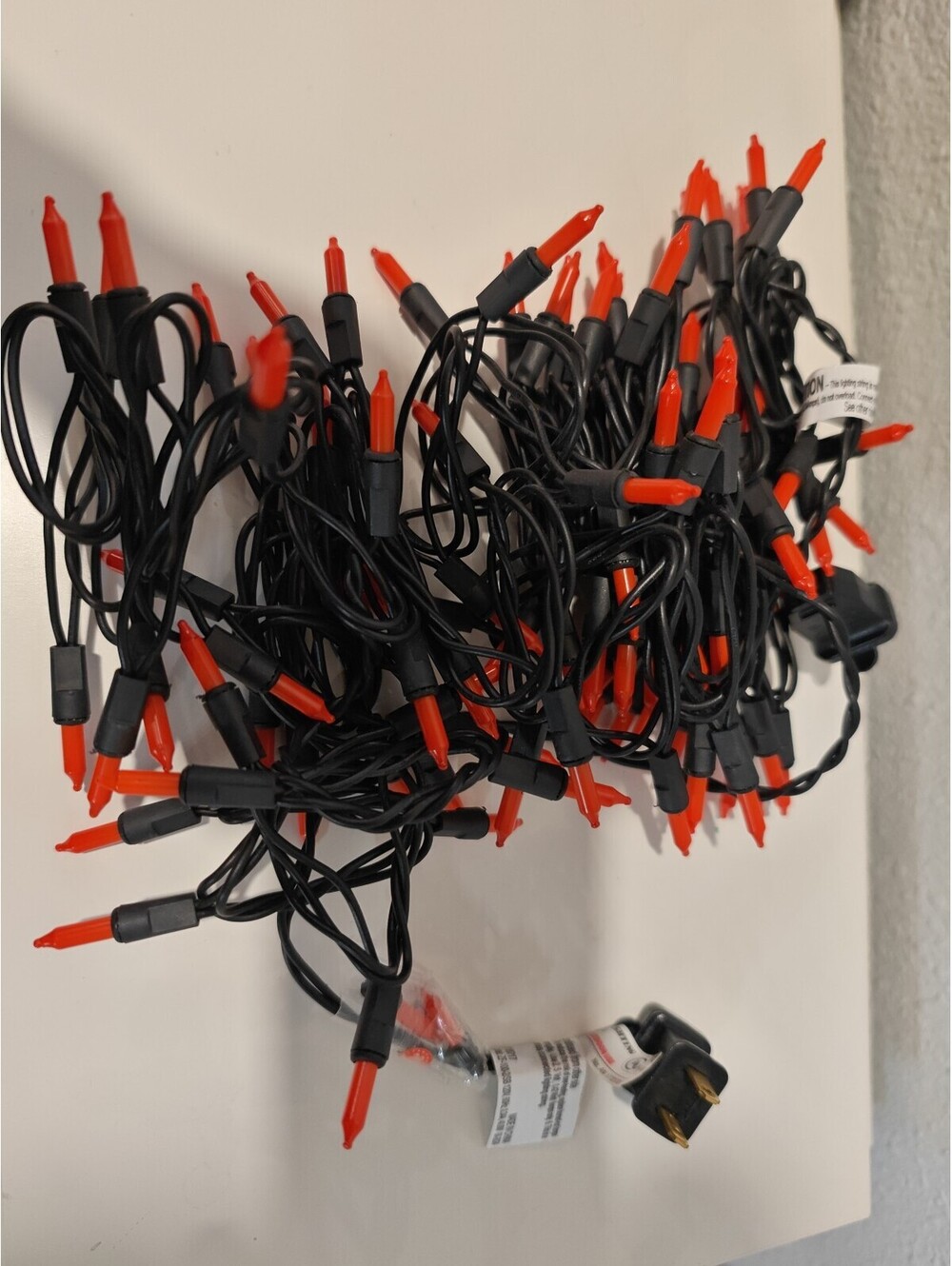 Red Mini String Lights with Black Wire - 50 Bulbs